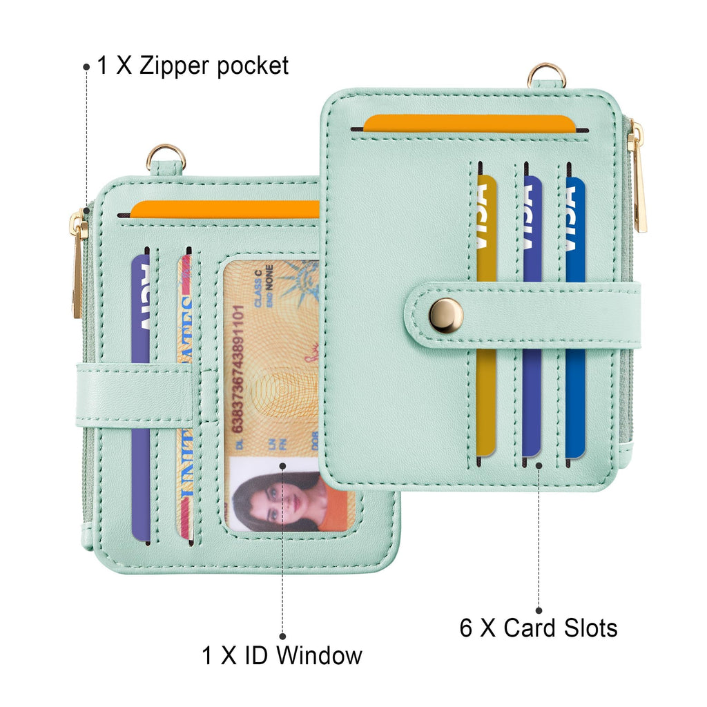 Credit Card Holder for Women, Small Keychain Wristlet Wallets | RFID Blocking Card Wallet with Silicone Beaded, Tassel, ID Window, Keyring and Zipper Coin Pocket