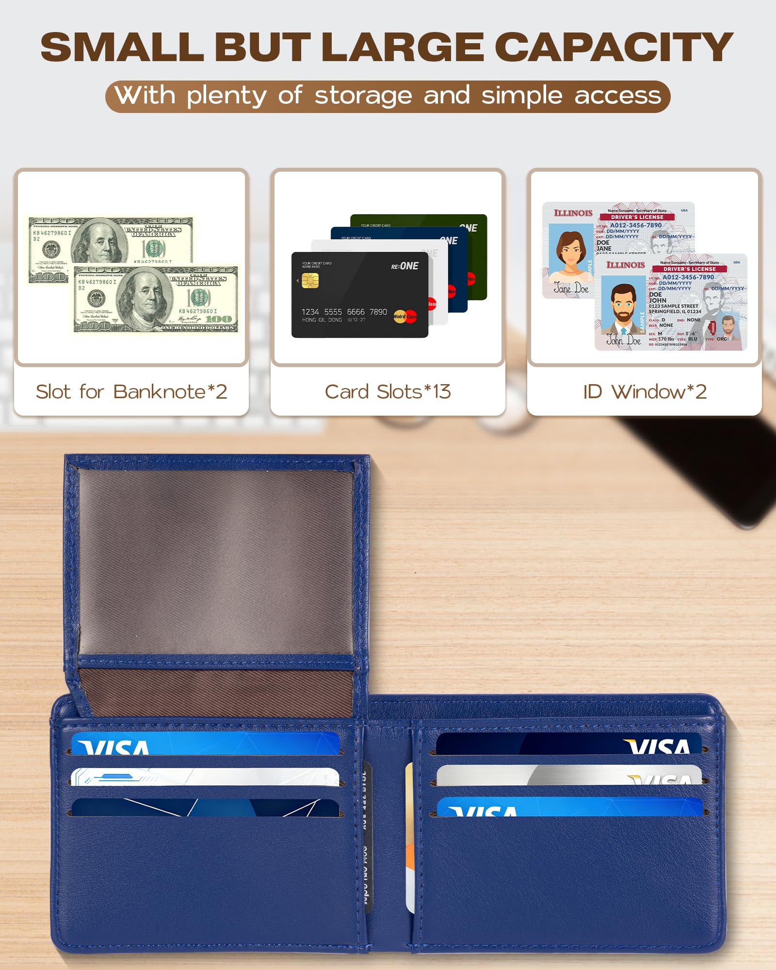 GNDR Wallet For Men Bifold Black RFID Blocking Slim Faux Leather Wallets Card Holder Front Pocket Minimalist Men Accessories With Gift Box