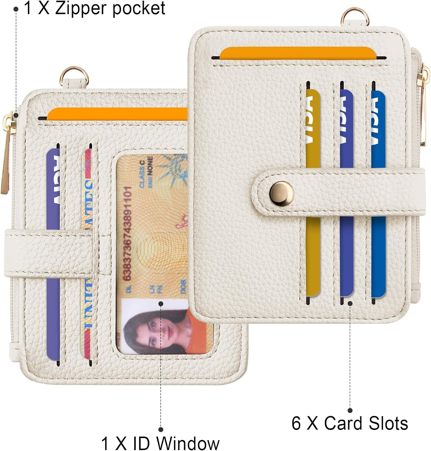 Credit Card Holder for Women, Small Keychain Wristlet Wallets | RFID Blocking Card Wallet with Silicone Beaded, Tassel, ID Window, Keyring and Zipper Coin Pocket