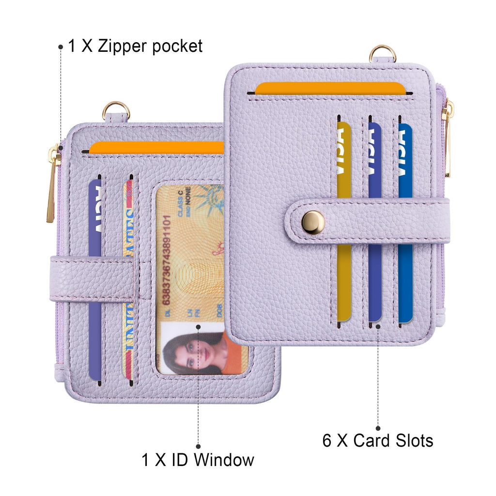 Credit Card Holder for Women, Small Keychain Wristlet Wallets | RFID Blocking Card Wallet with Silicone Beaded, Tassel, ID Window, Keyring and Zipper Coin Pocket