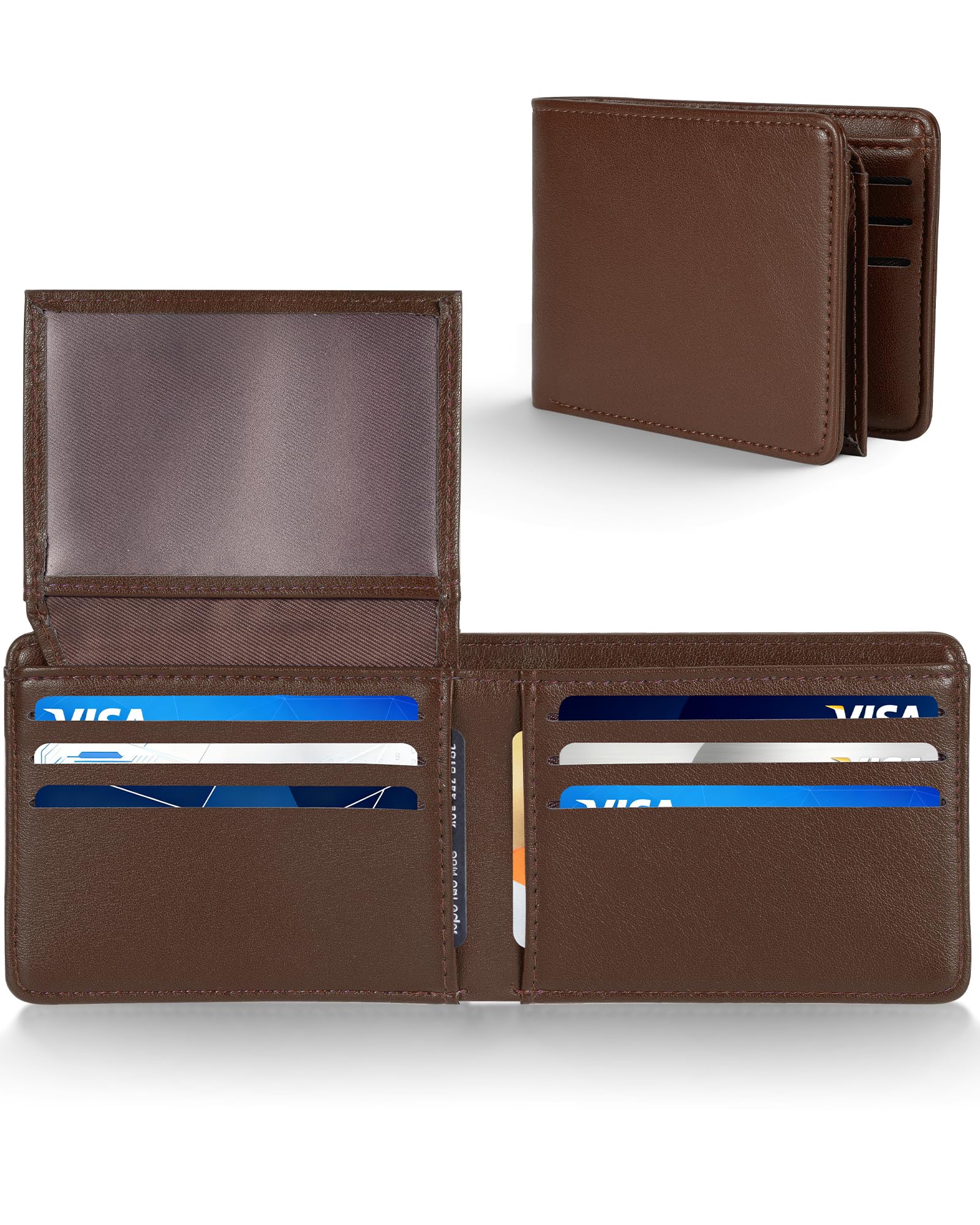 GNDR Wallet For Men Bifold Black RFID Blocking Slim Faux Leather Wallets Card Holder Front Pocket Minimalist Men Accessories With Gift Box