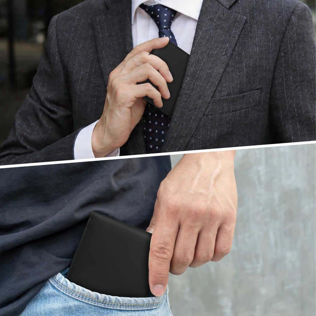 Cartera delgada Chelmon para hombre con ventana de identificación y bloqueo RFID, tarjetero minimalista plegable de bolsillo frontal para tarjetas de visita, regalo para hombres