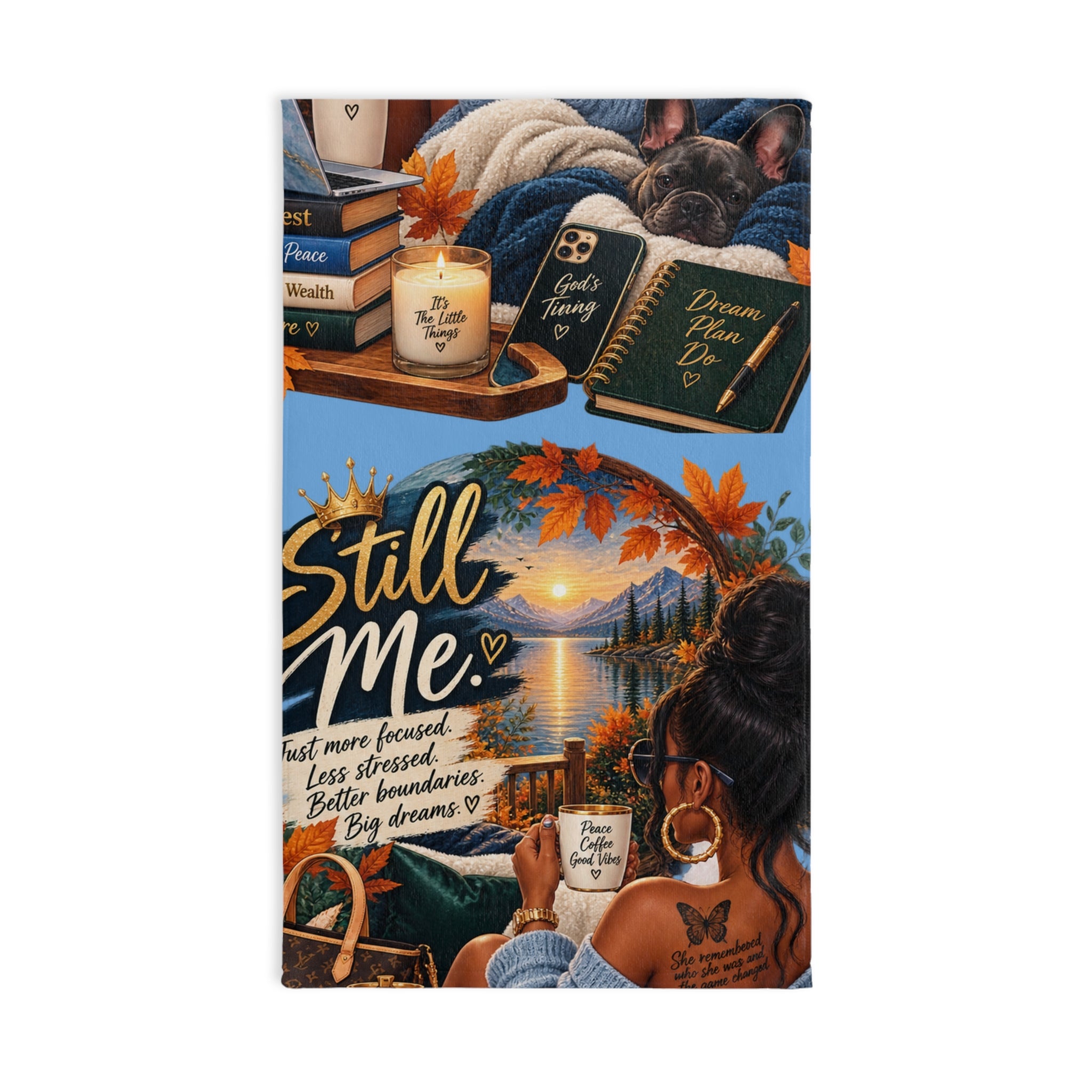 Still Me Hand Towel – Relaxation, Self-Care Scene with 'Still Me' Text