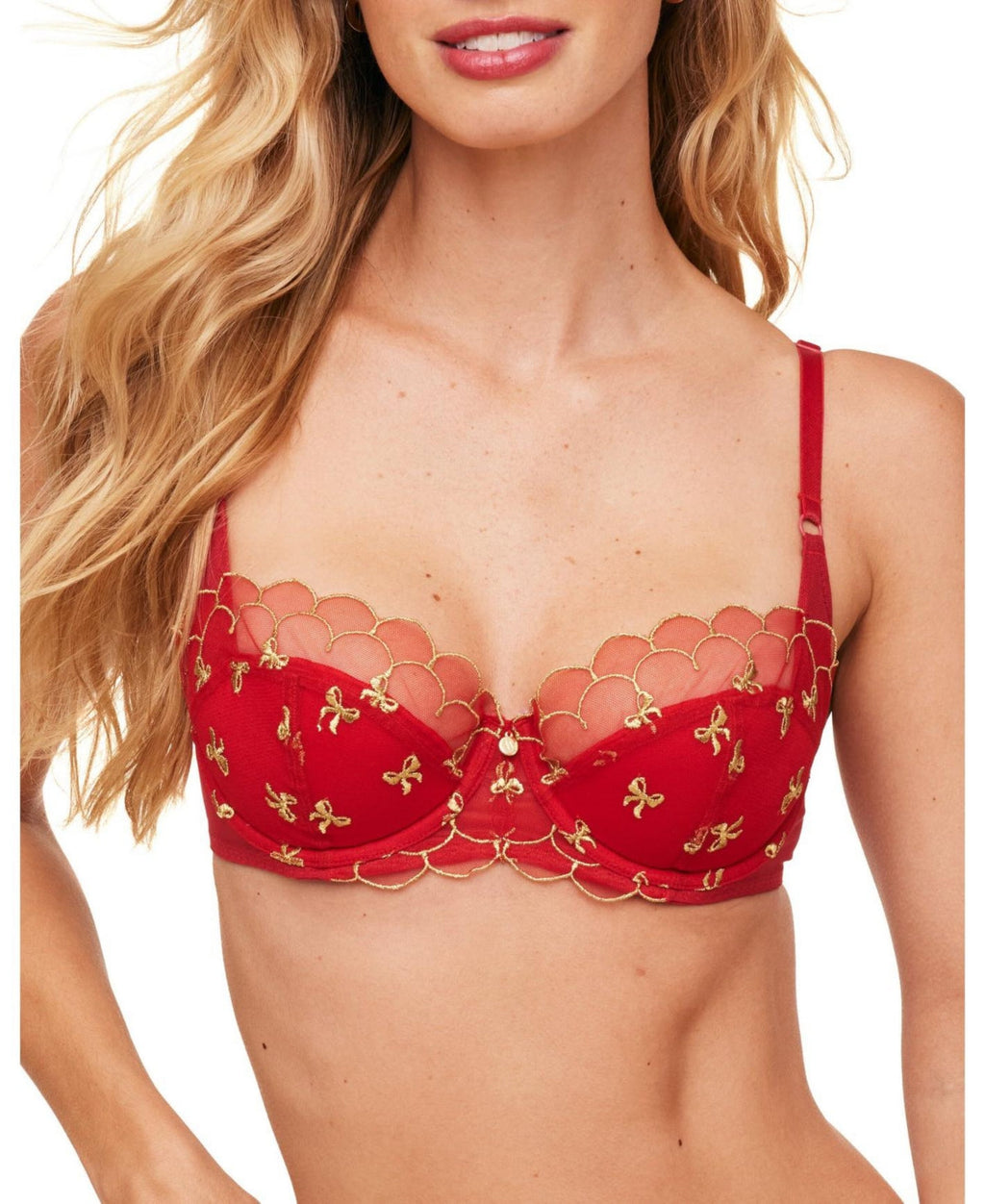 Adore Me Balconette Bettie contorneado para mujer - Edición navideña - Rojo oscuro
