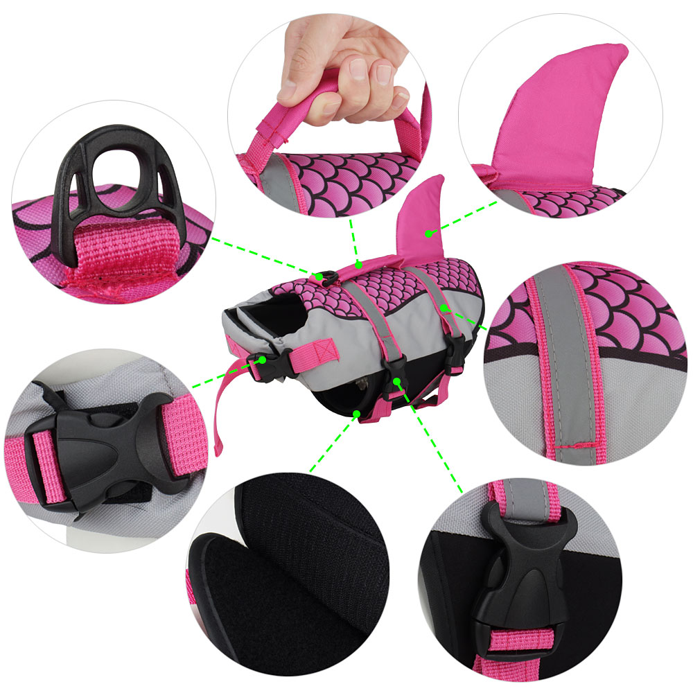 Chaleco salvavidas para perros con asa de rescate — 5 colores, tallas XS–2XL