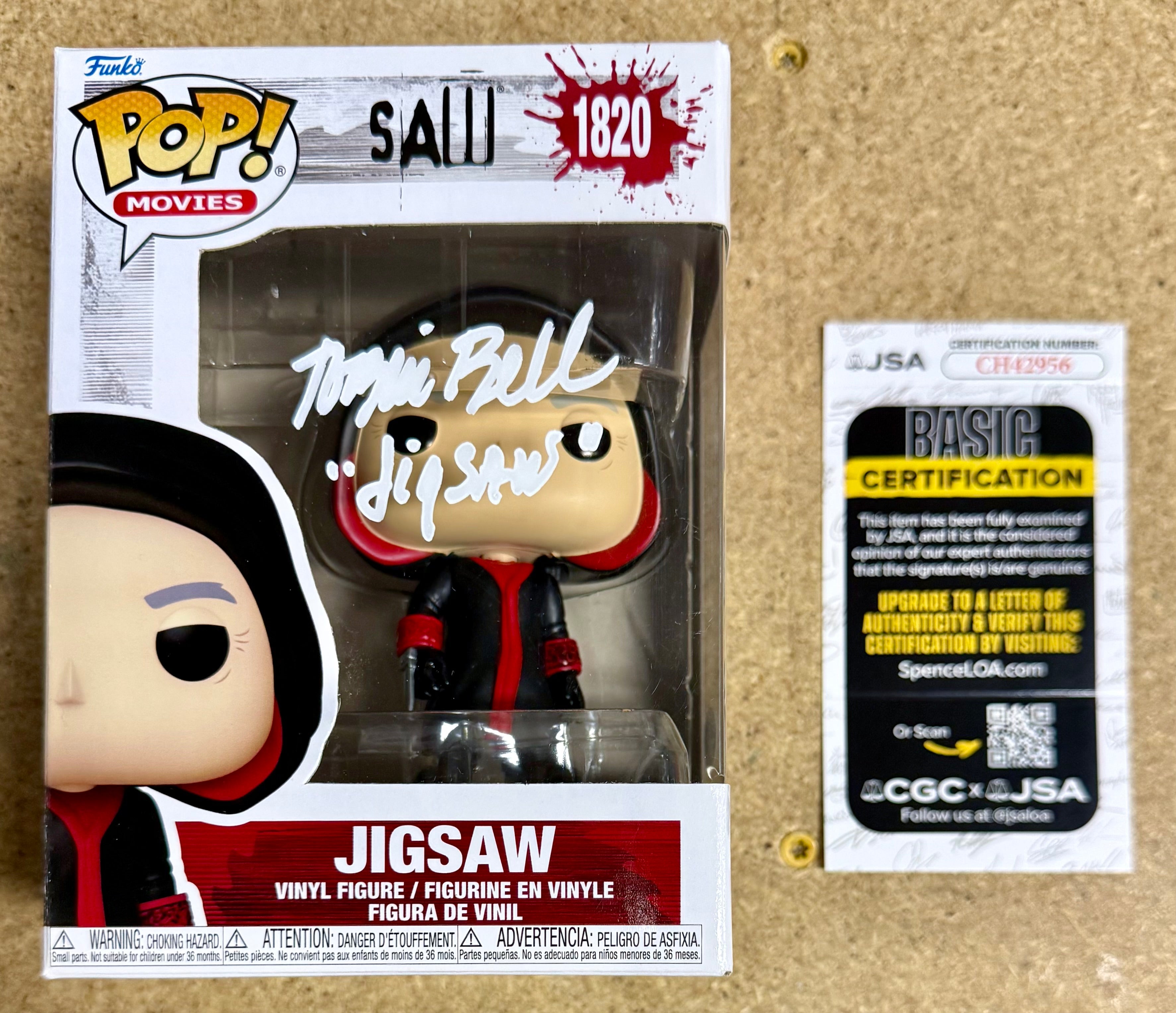 Tobin Bell autografió Saw Jigsaw Killer con capucha 2025 Funko Pop! #1820
