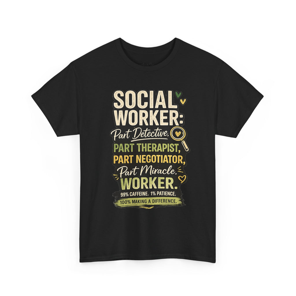 Social Worker T-Shirt – 'Social Worker: Part Detective, Part Therapist' Graphic Tee (Survival Kit Back)