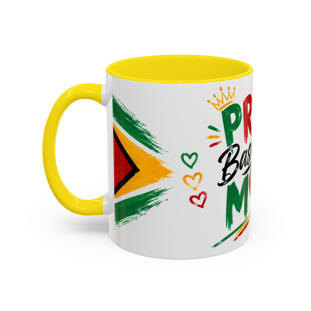 Proud Basketball Mom Accent Coffee Mug – Colorful Heart & Basketball Design (11/15oz)