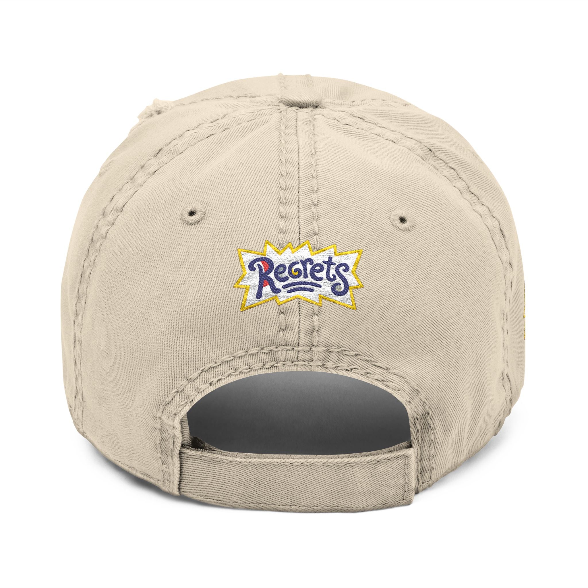 Gorra de papá 'Regrets' bordada desgastada - Gorra de streetwear vintage