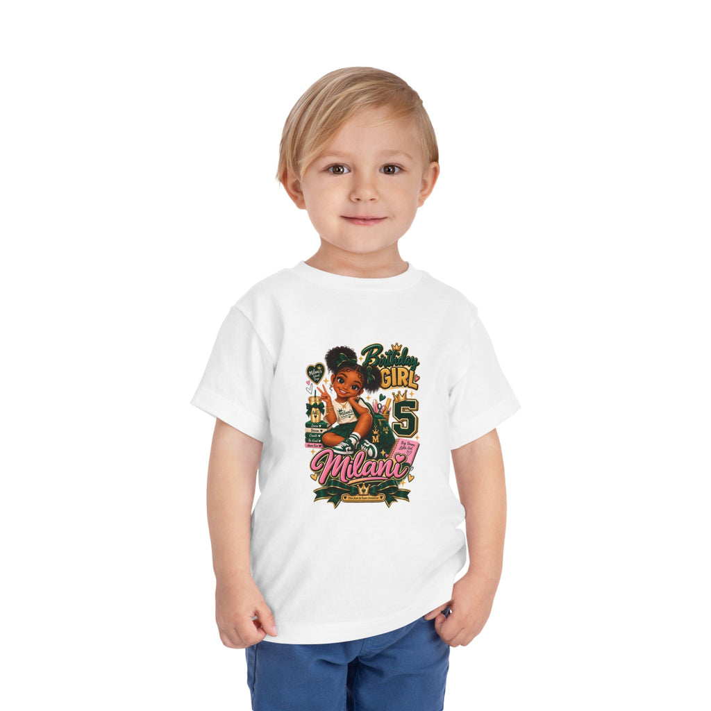 Toddler Tee — 'Milani's 5th Birthday' Cute Girl Graphic Shirt