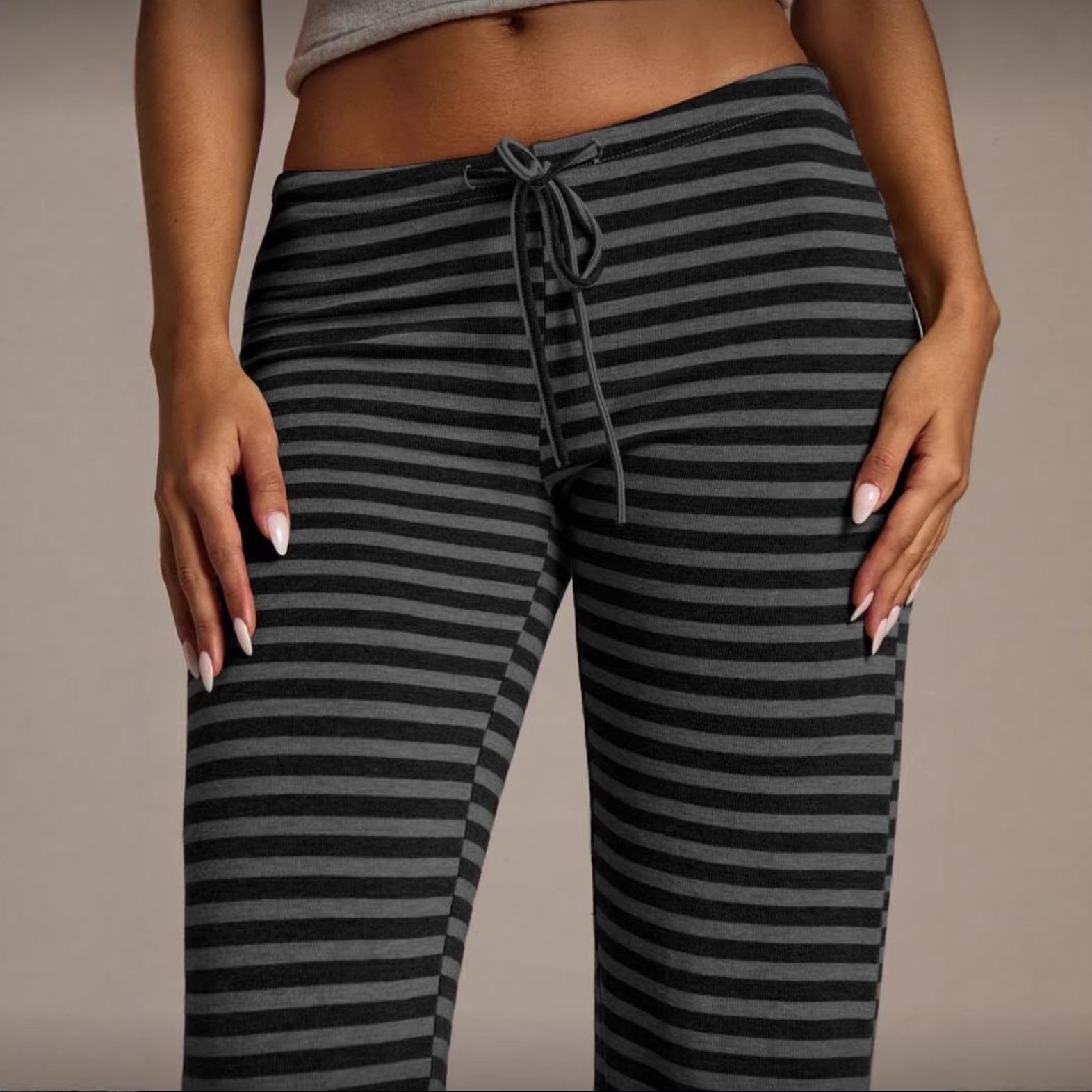 Women’s Striped Wide Leg Flared Casual Pants