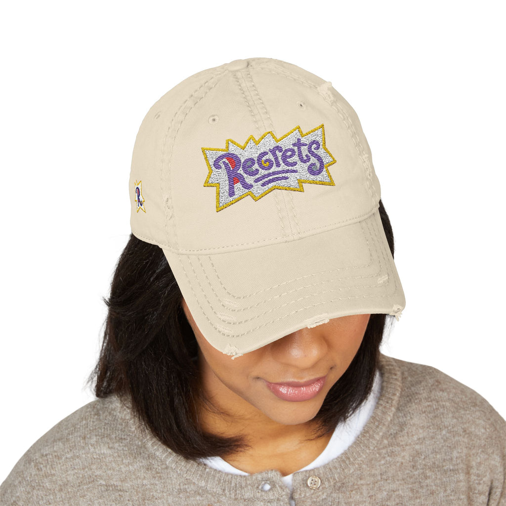 Gorra de papá 'Regrets' bordada desgastada - Gorra de streetwear vintage