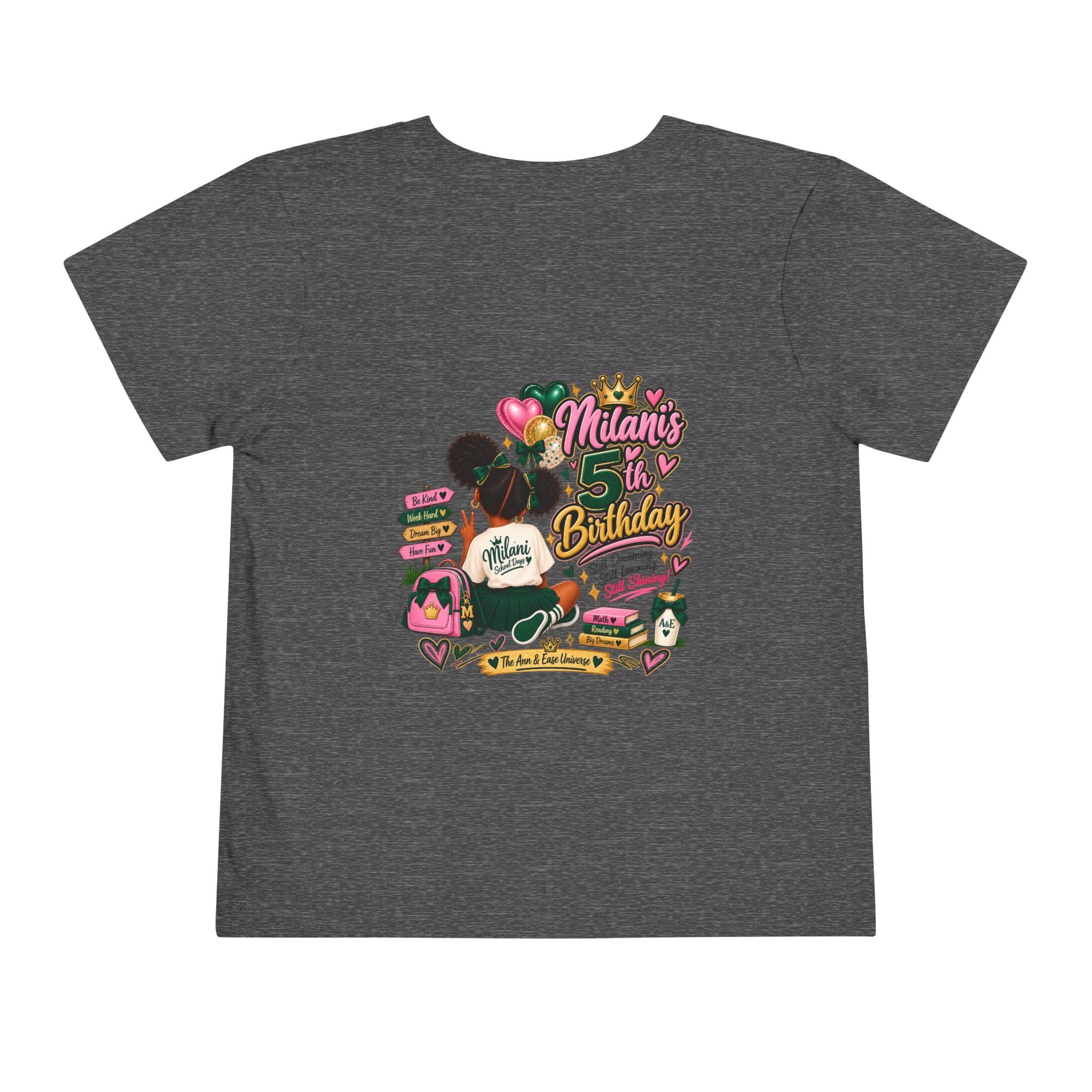 Toddler Tee — 'Milani's 5th Birthday' Cute Girl Graphic Shirt