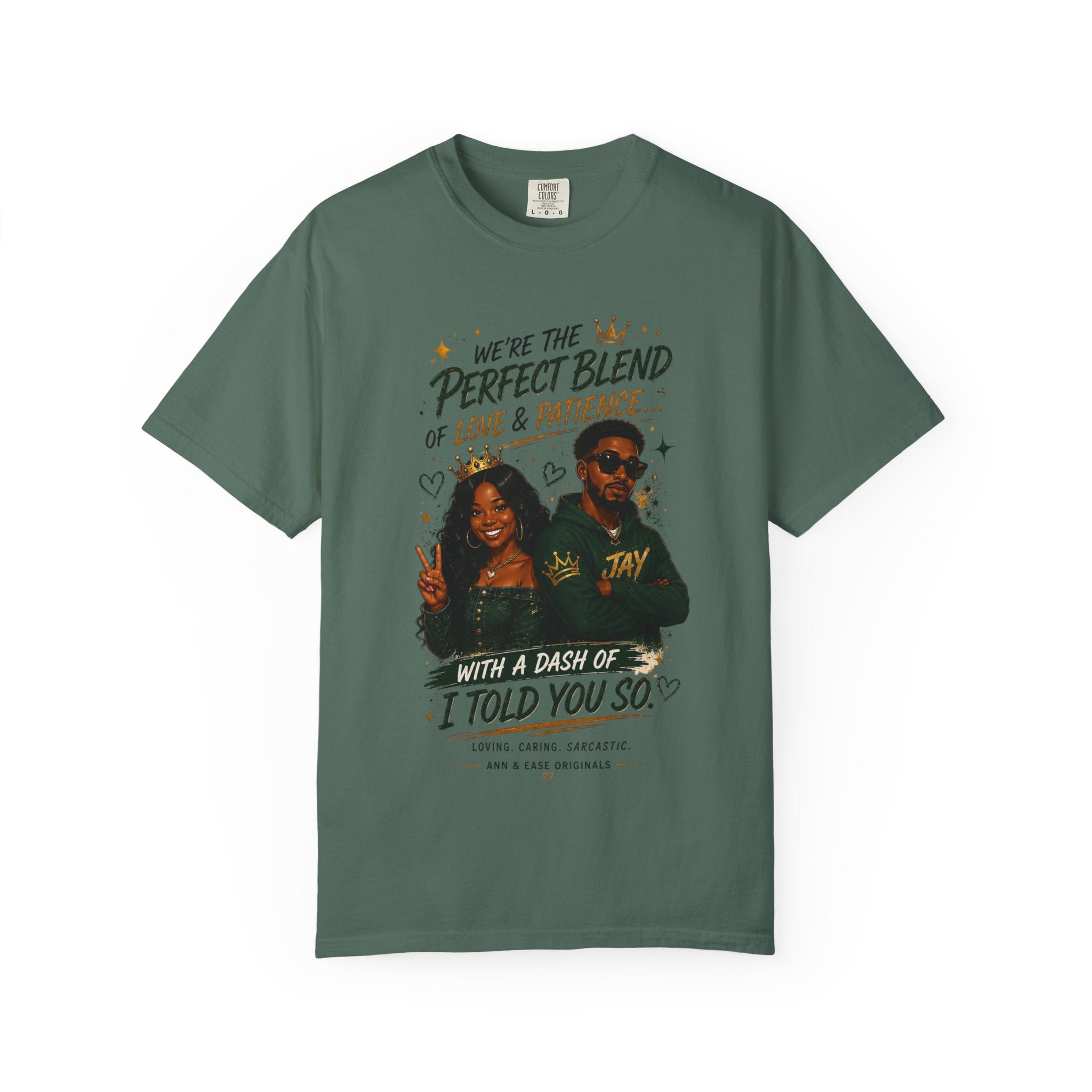 Couples T-Shirt — "Perfect Blend of Love & Patience" Graphic Tee