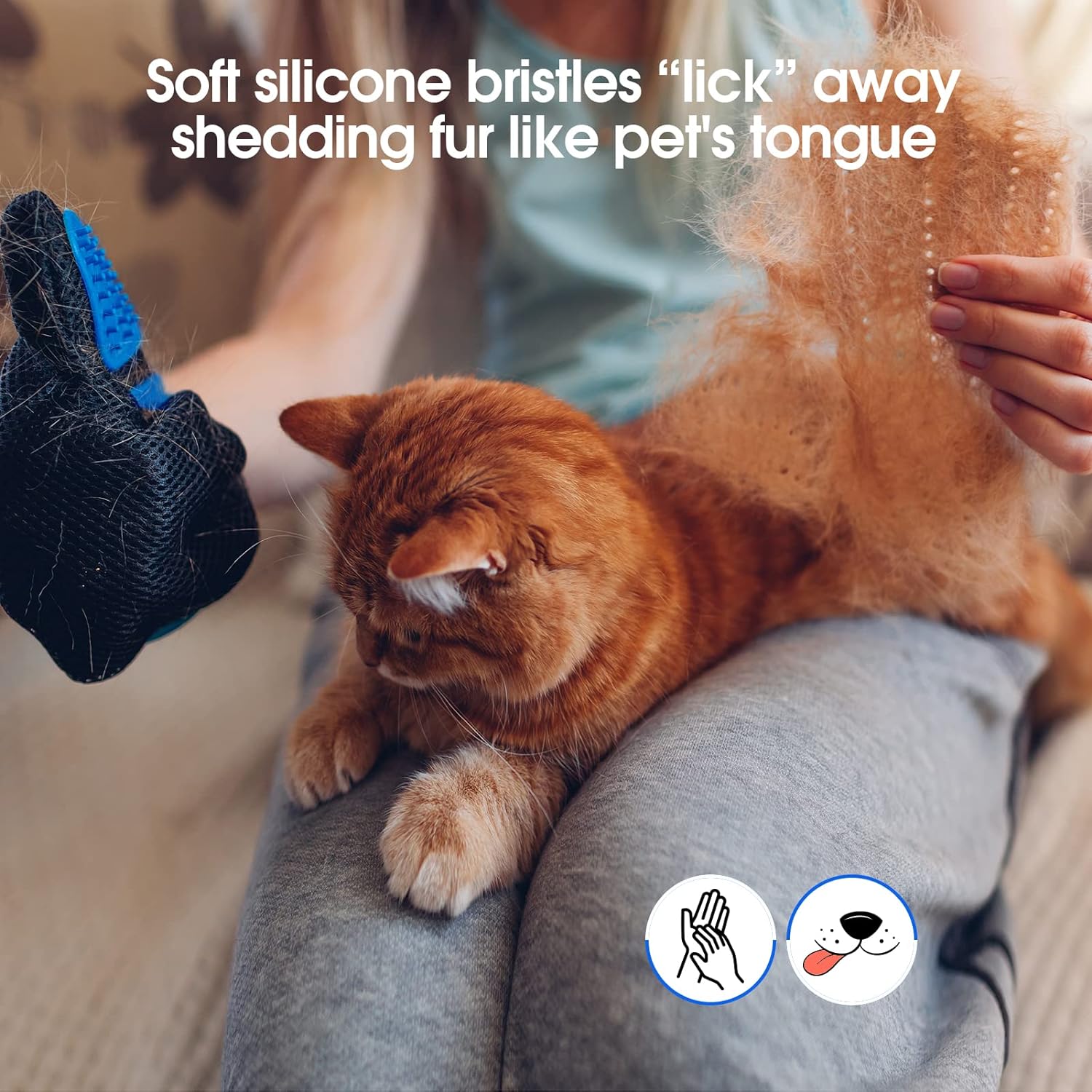 Guante de aseo de silicona para mascotas — Removedor de pelo con 255 puntas