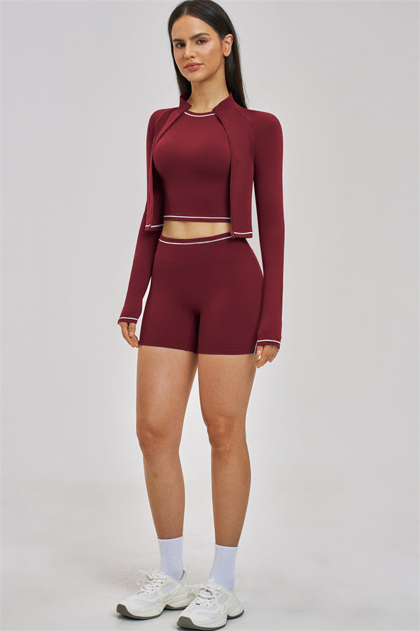 Conjunto de 3 piezas de chaqueta, top corto y pantalón corto Unbound