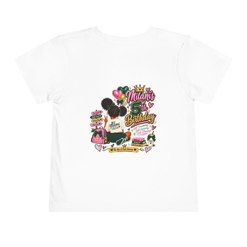 Toddler Tee — 'Milani's 5th Birthday' Cute Girl Graphic Shirt
