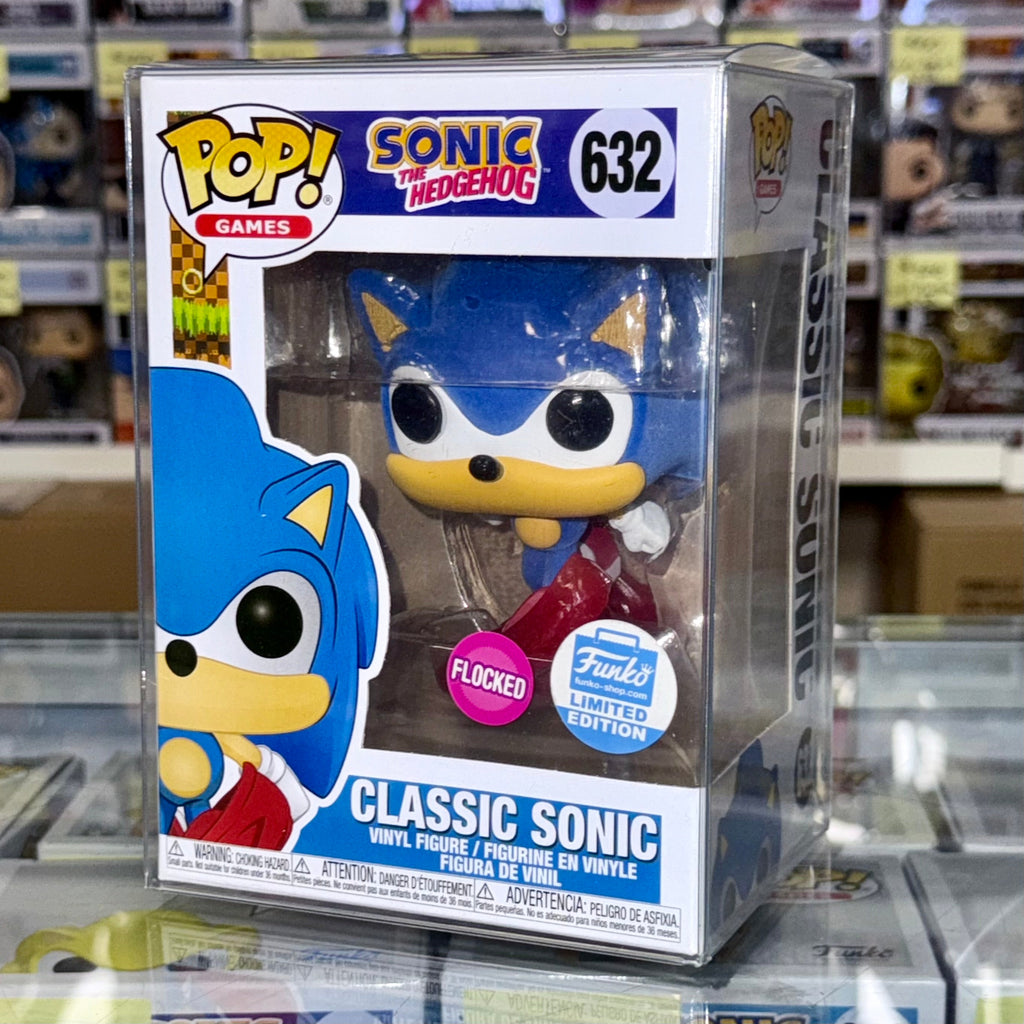 Funko Pop! Games Flocked Classic Sonic The Hedgehog #632 Exclusivo FS 2020
