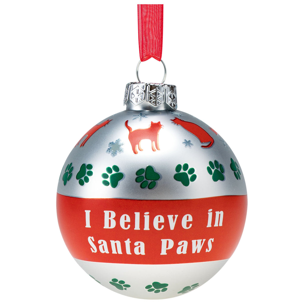 Adorno de cristal Creo en Santa Paws