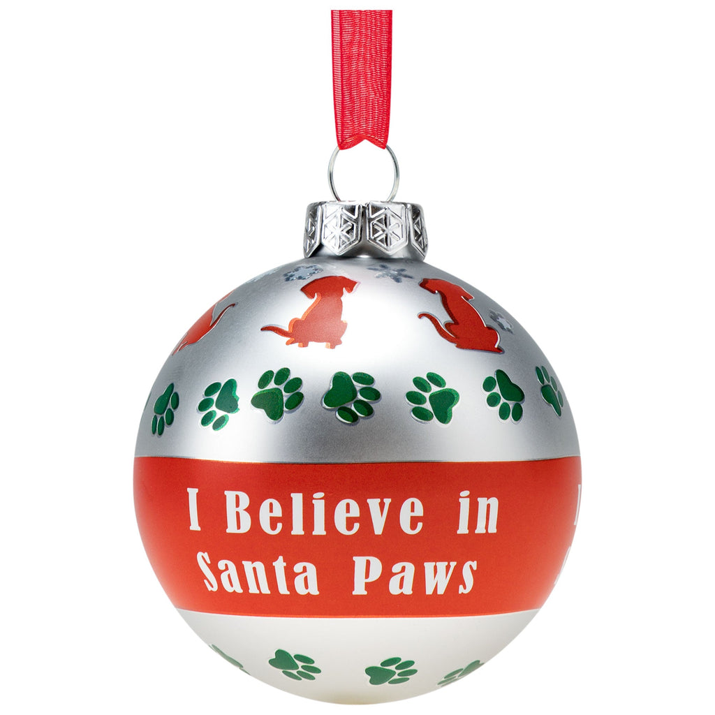 Adorno de cristal Creo en Santa Paws