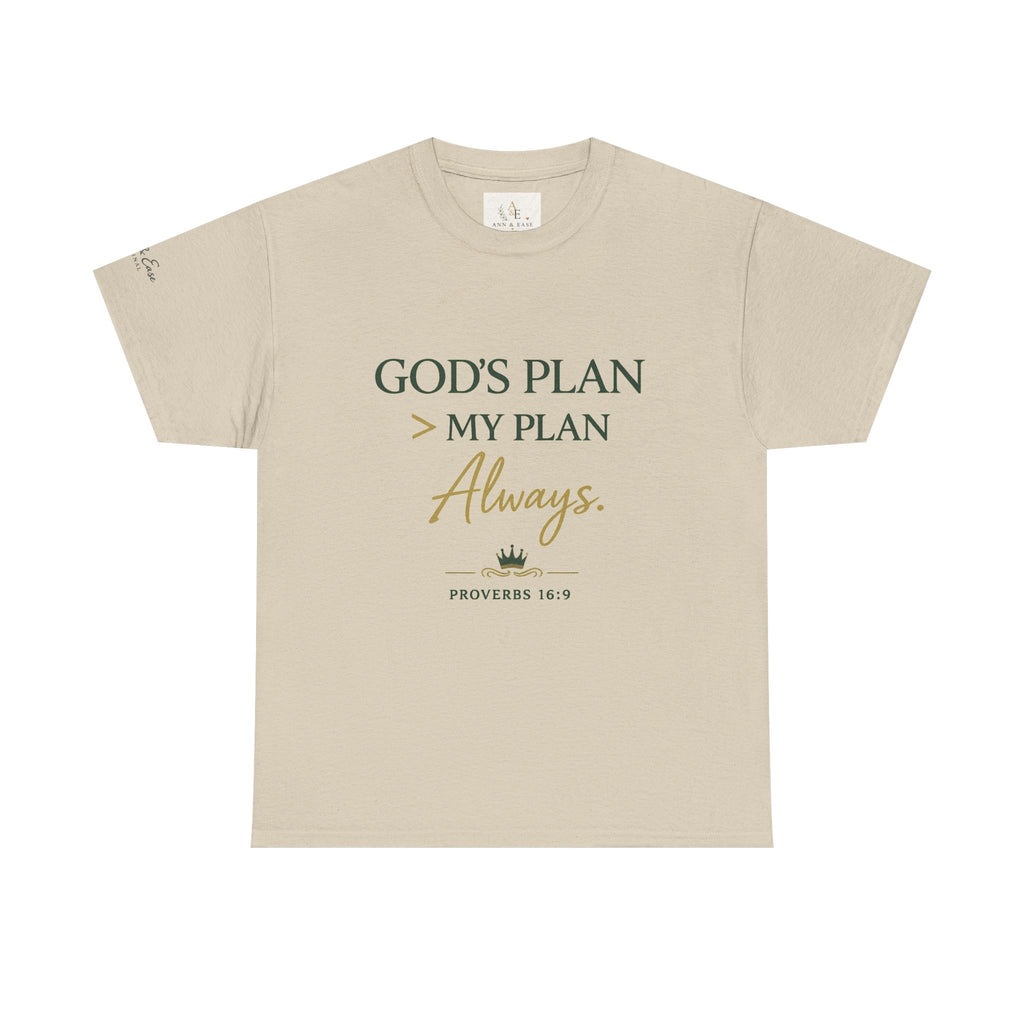 Camiseta Gráfica Cristiana — "El Plan de Dios > Mi Plan Siempre" Camiseta Cristiana Inspiradora