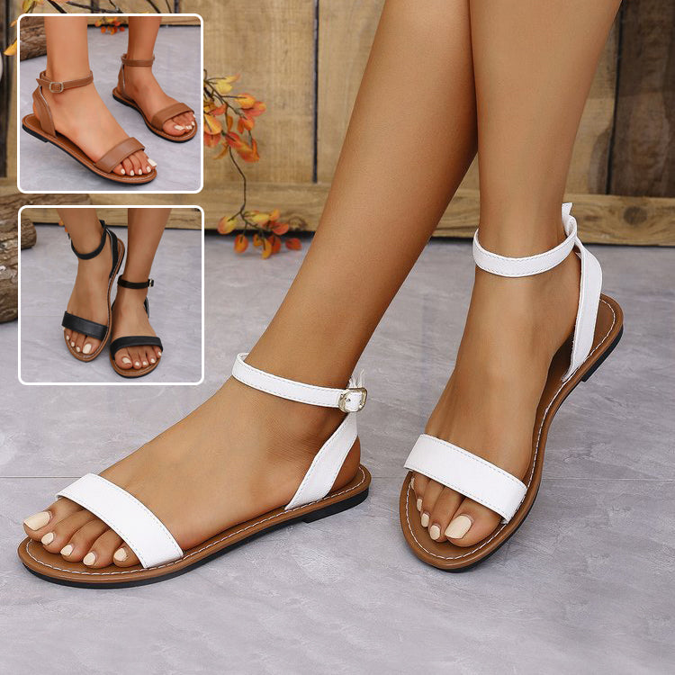 Women's Single-Strap Flat Buckle Sandals