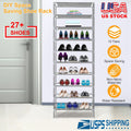Estante de 10 Niveles para Zapatos, Capacidad para 27 Pares, Organizador de Almacenamiento de Zapatos, Soporte de Tela no Tejida, Torre de Zapatos Desmontable, Estante Apilable para Zapatos para Entrada