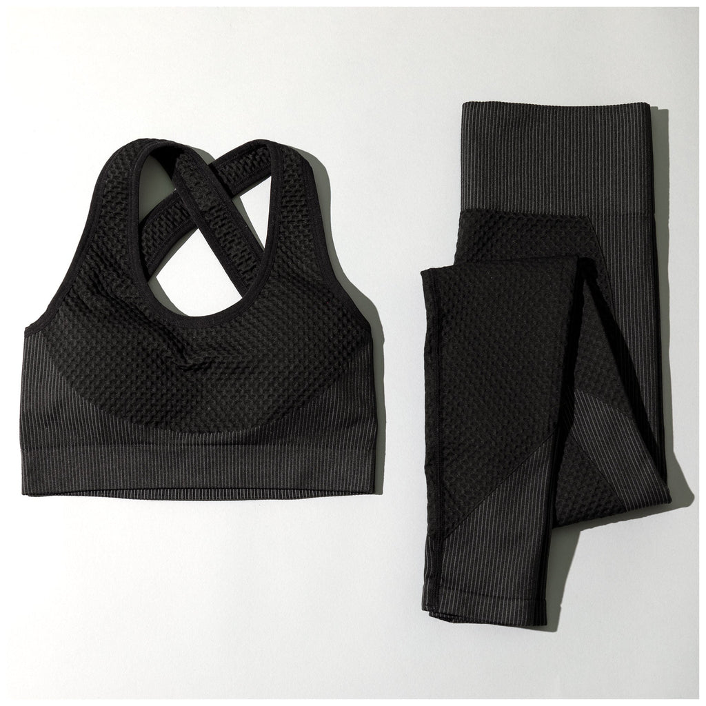 Conjunto de leggings texturizados y sujetador deportivo