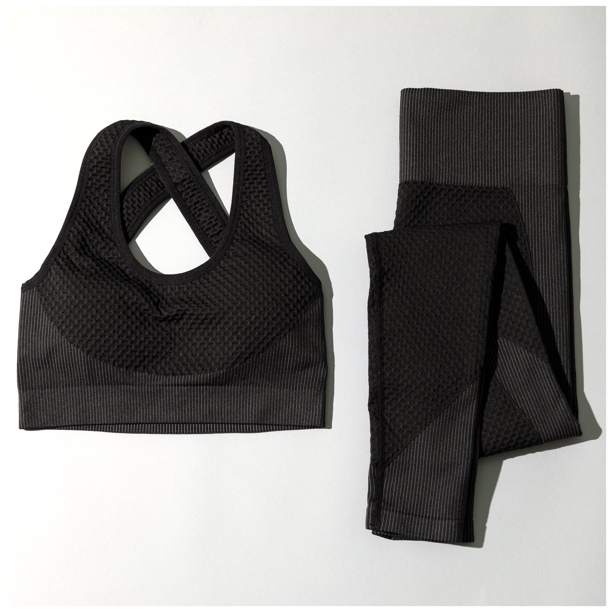 Conjunto de leggings texturizados y sujetador deportivo
