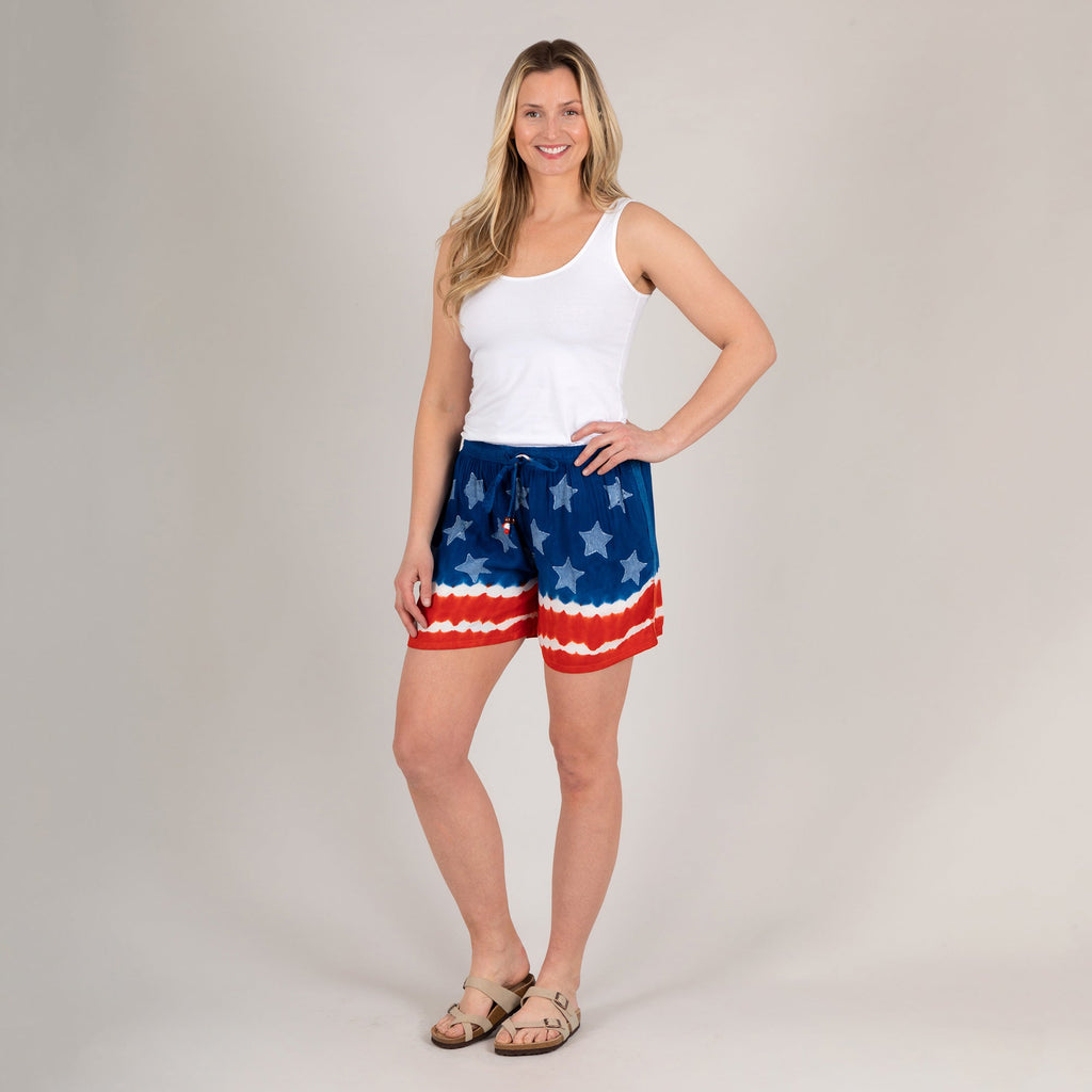 Pantalones cortos tie-dye con cordón Stars & Stripes