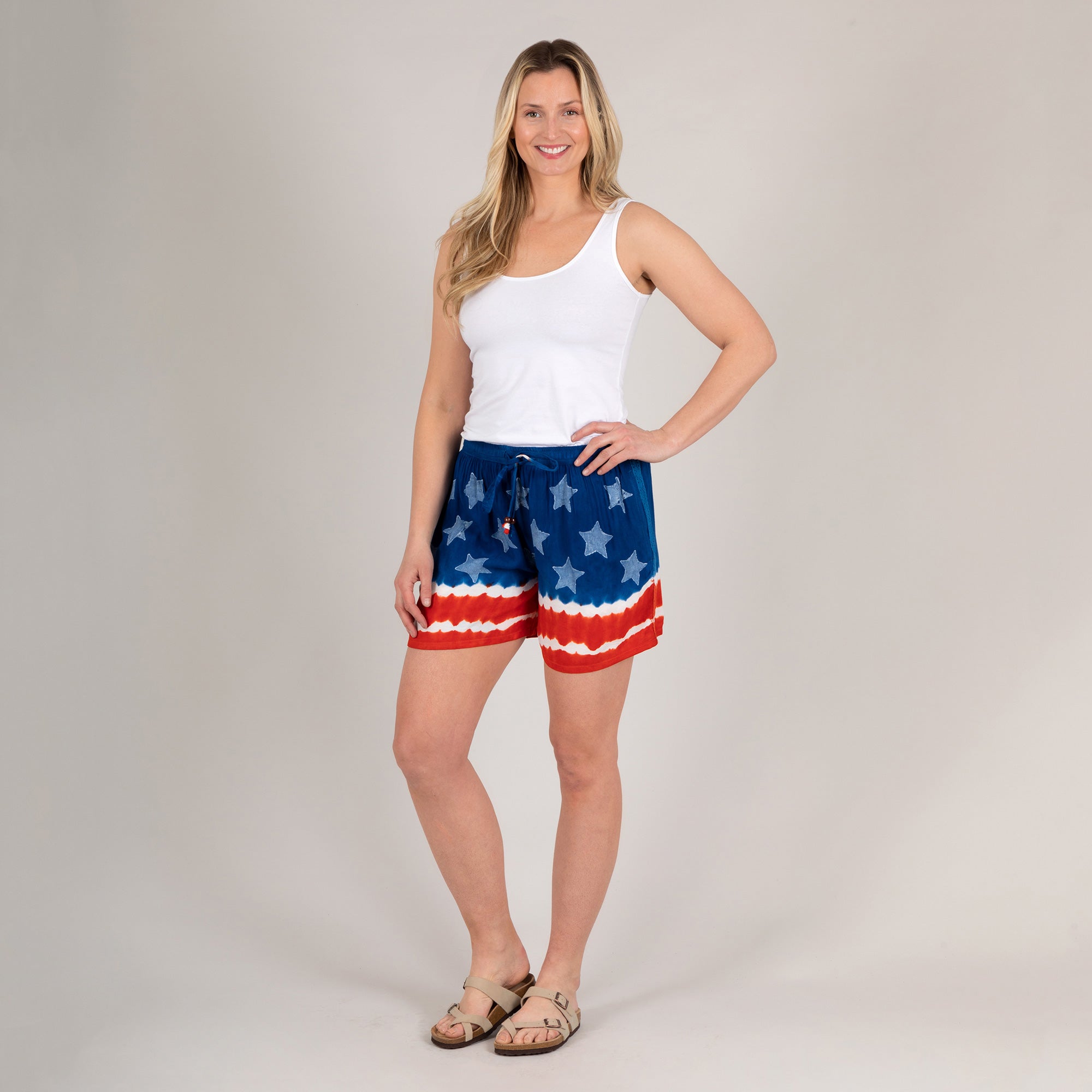 Pantalones cortos tie-dye con cordón Stars & Stripes
