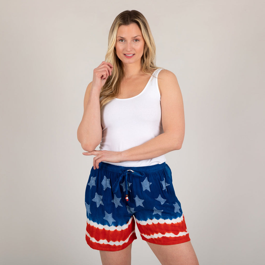 Pantalones cortos tie-dye con cordón Stars & Stripes