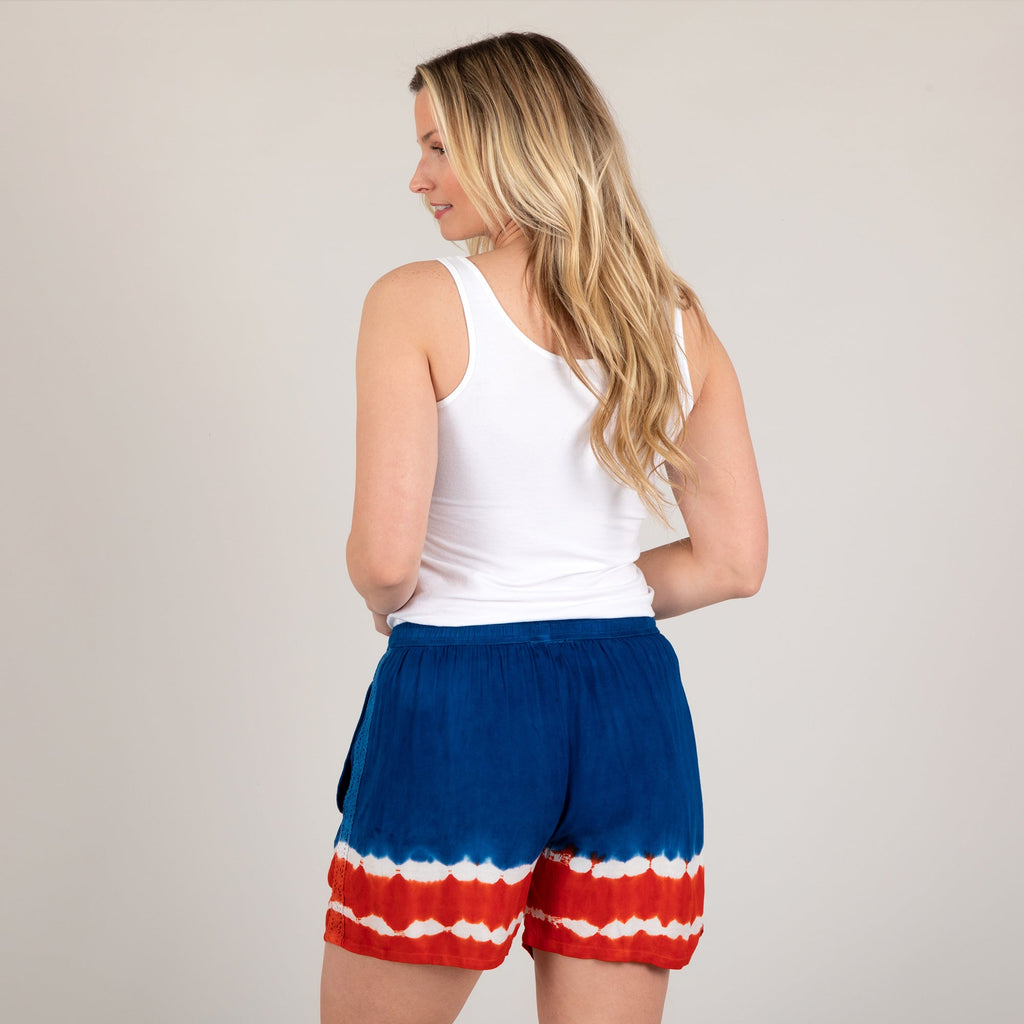 Pantalones cortos tie-dye con cordón Stars & Stripes