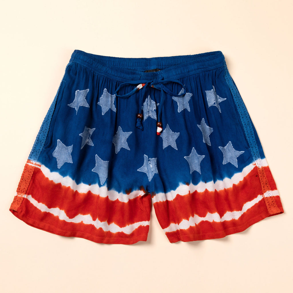 Pantalones cortos tie-dye con cordón Stars & Stripes