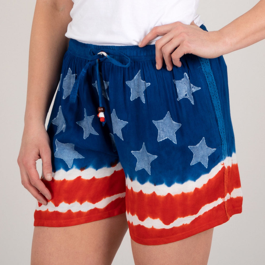 Pantalones cortos tie-dye con cordón Stars & Stripes