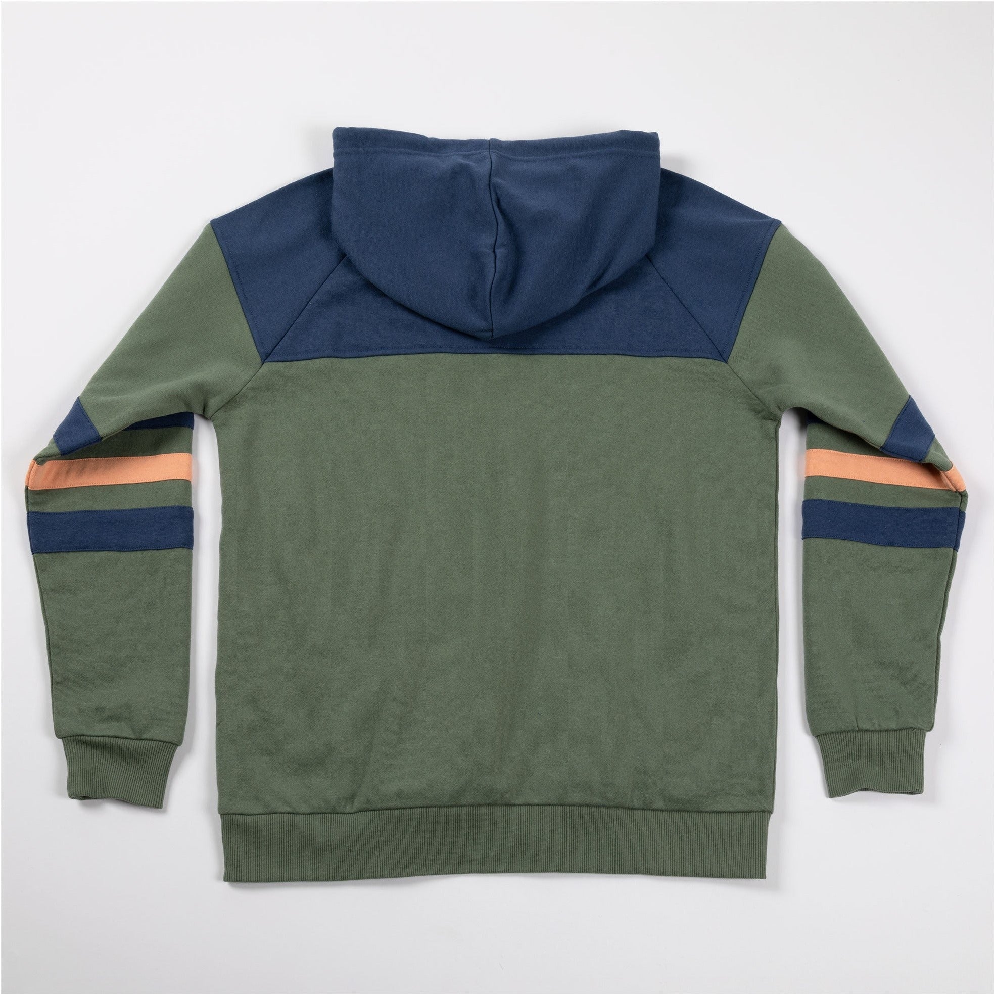 Sudadera con capucha y aplique cruzado de pata a rayas