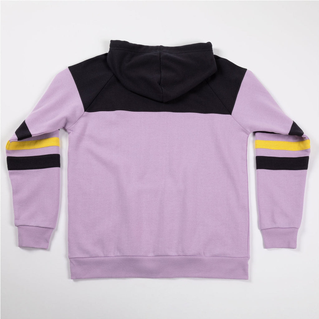 Sudadera con capucha y aplique cruzado de pata a rayas