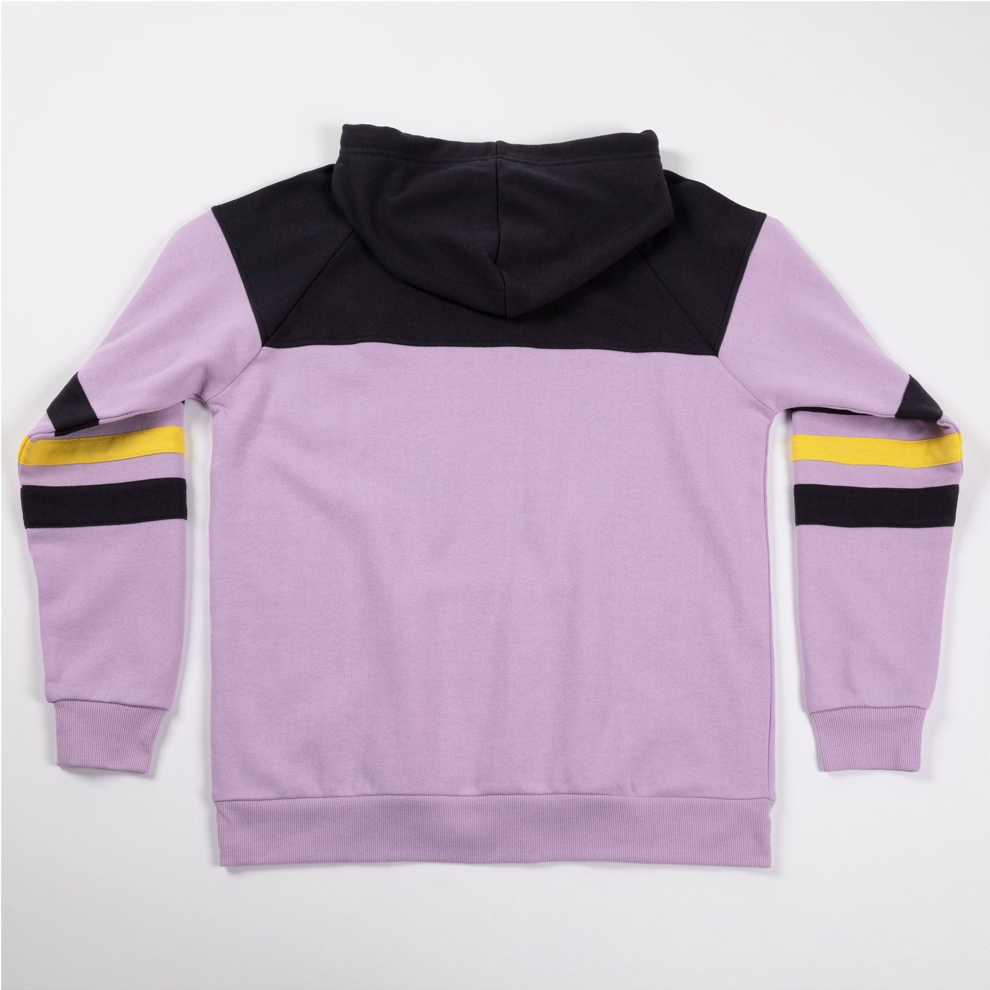 Sudadera con capucha y aplique cruzado de pata a rayas