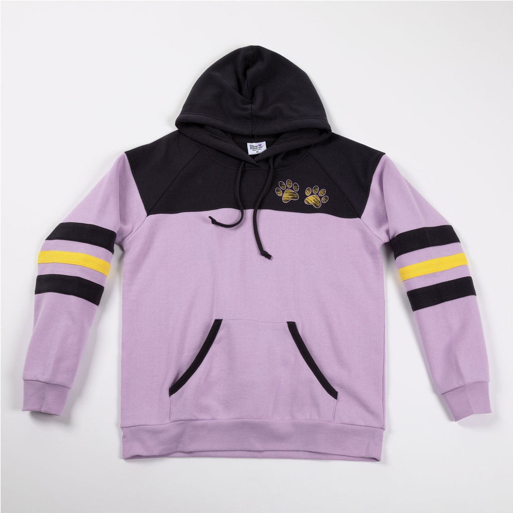 Sudadera con capucha y aplique cruzado de pata a rayas