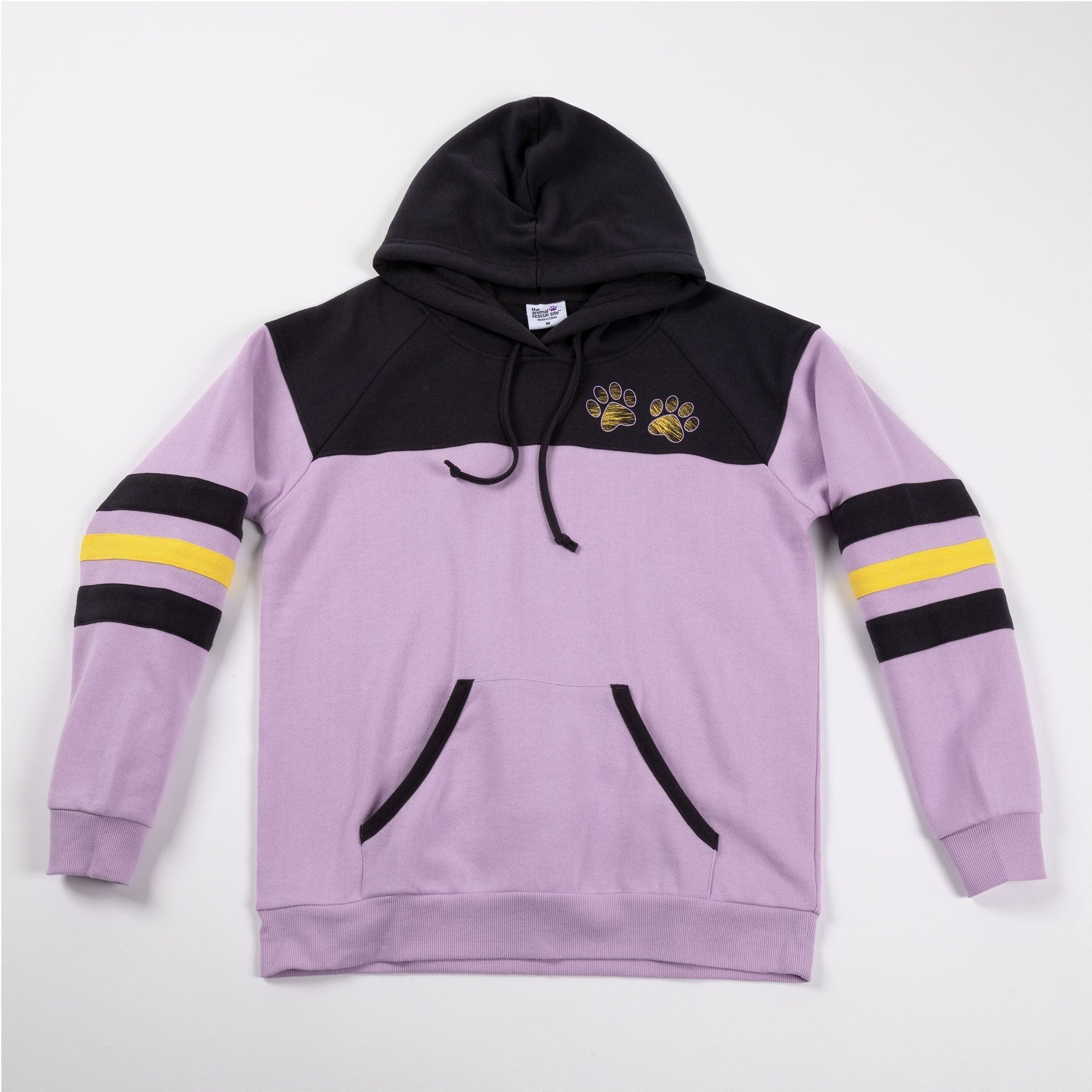 Sudadera con capucha y aplique cruzado de pata a rayas