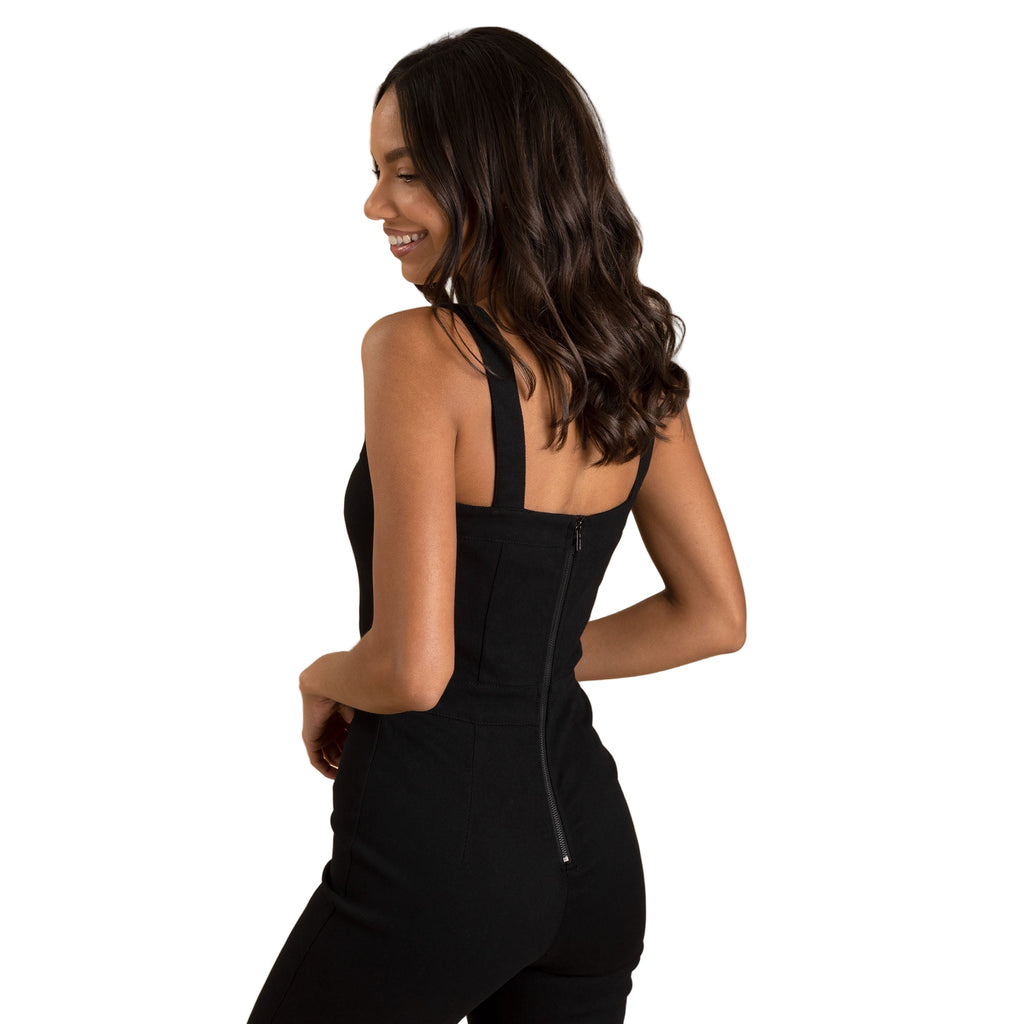 Black Denim Wide Leg Jumpsuit