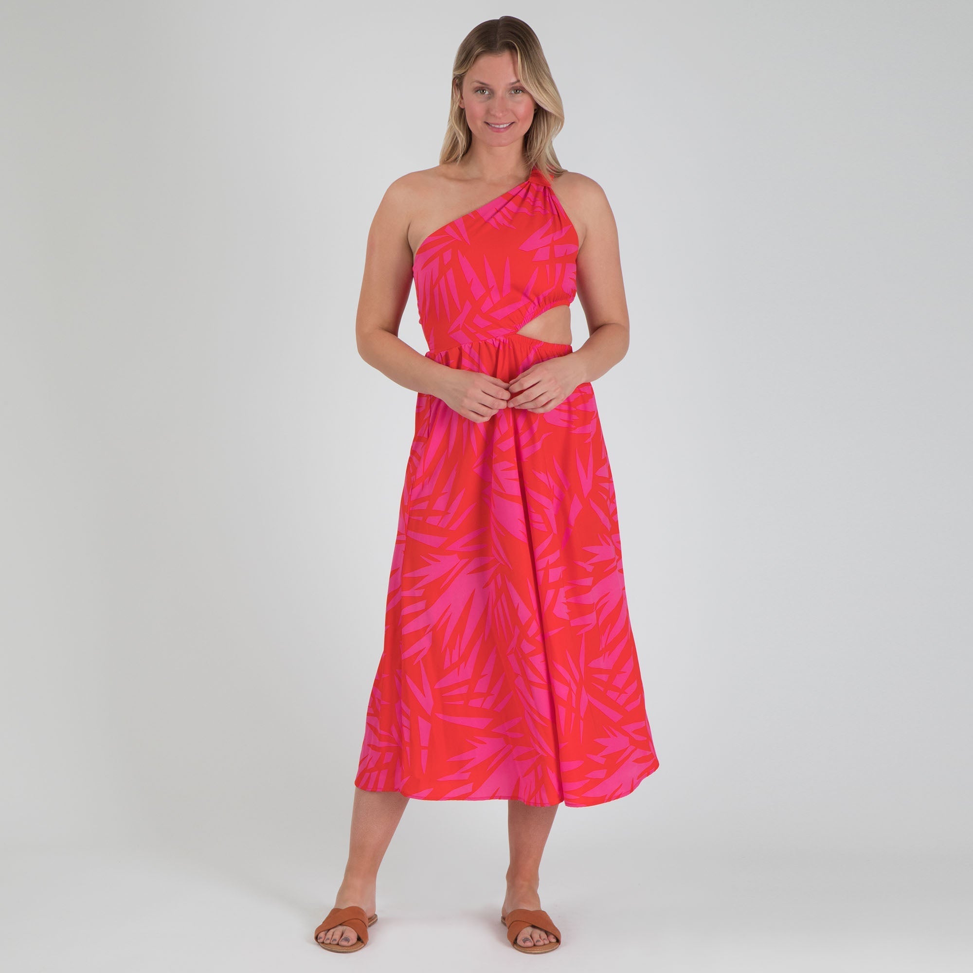 Vestido Midi Cut Out de Un Hombro