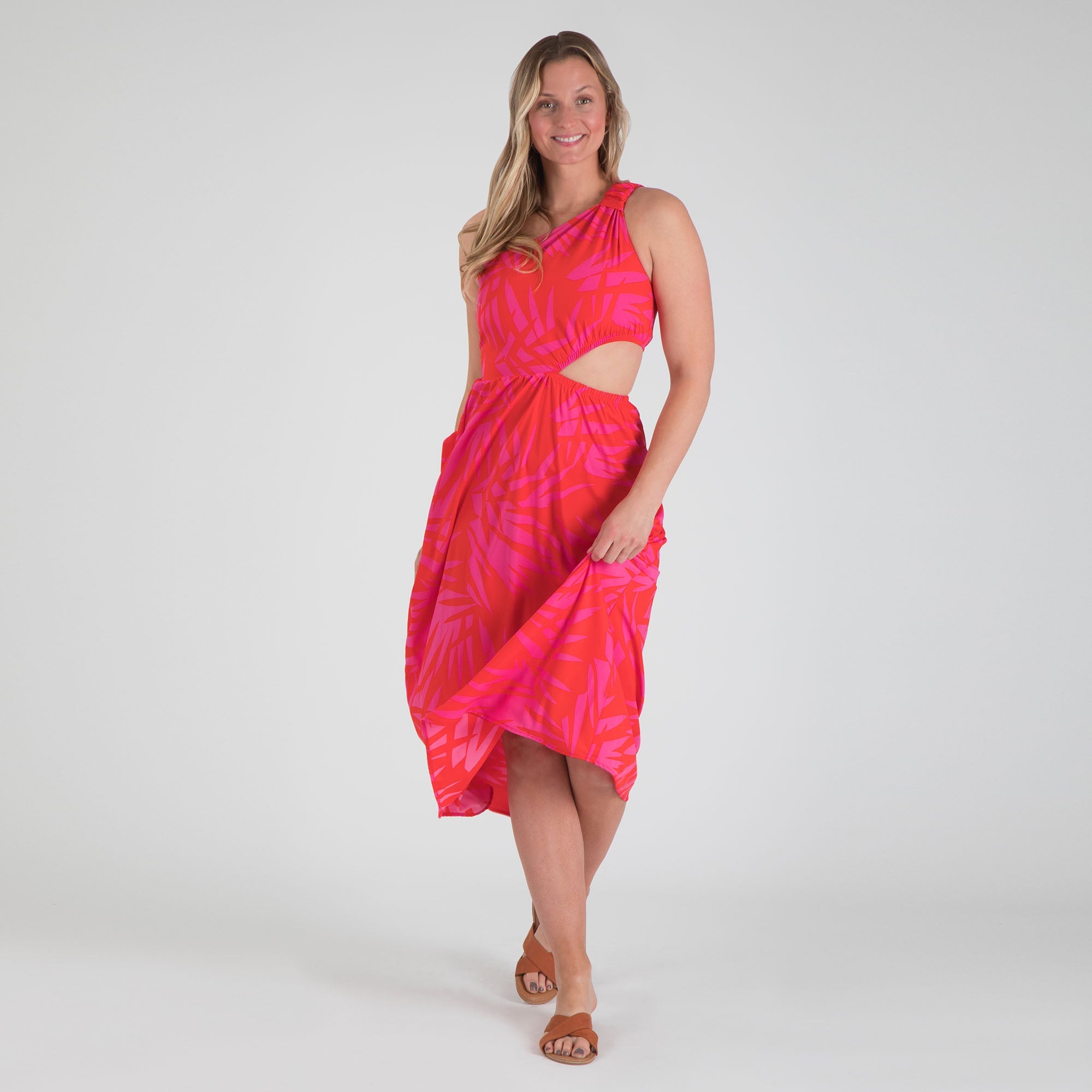 Vestido Midi Cut Out de Un Hombro