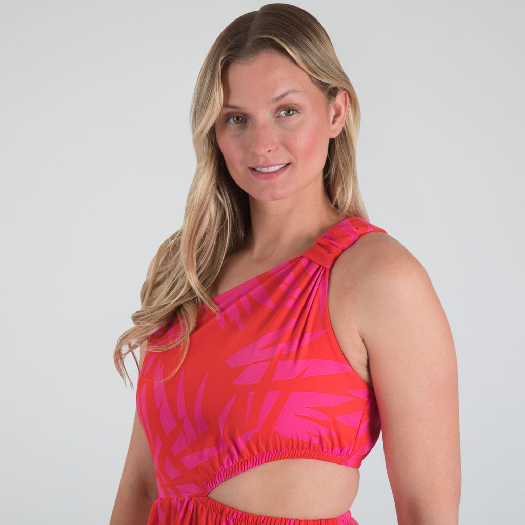 Vestido Midi Cut Out de Un Hombro