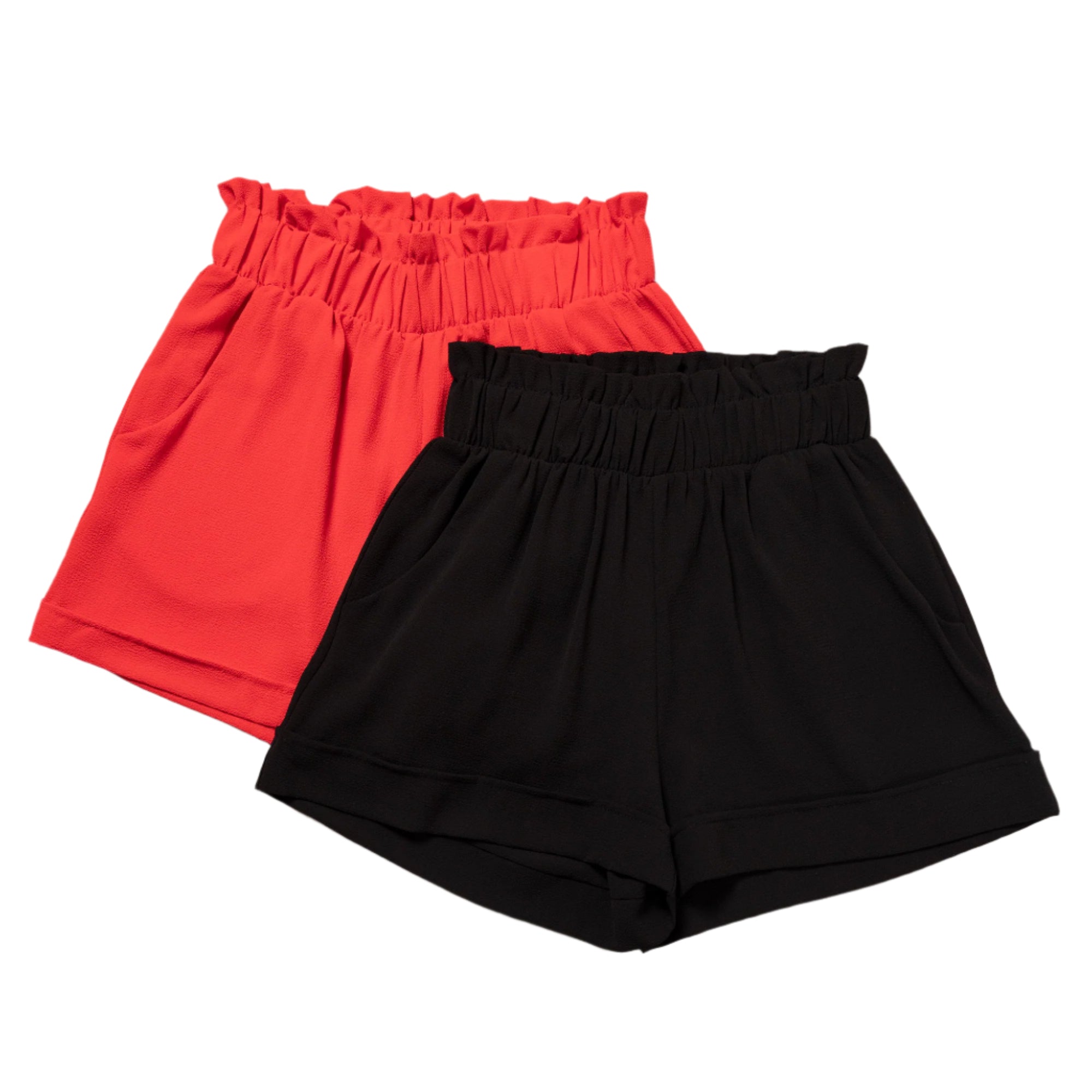 High-Waist Ruffle Top Cuff Shorts