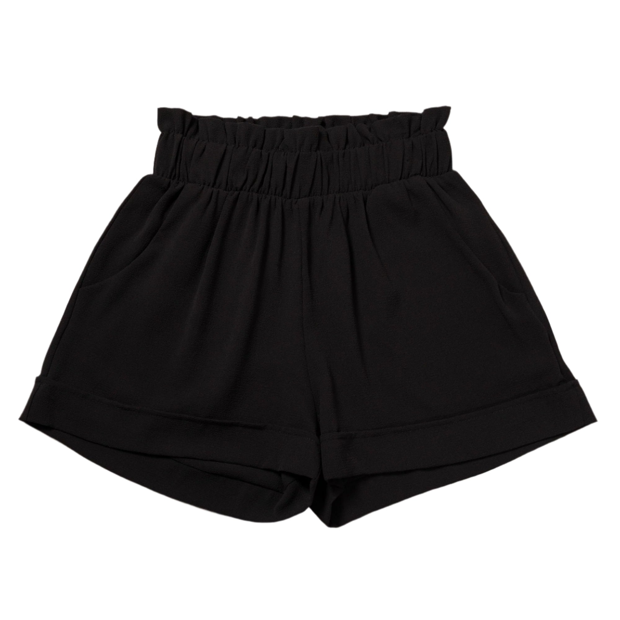 High-Waist Ruffle Top Cuff Shorts
