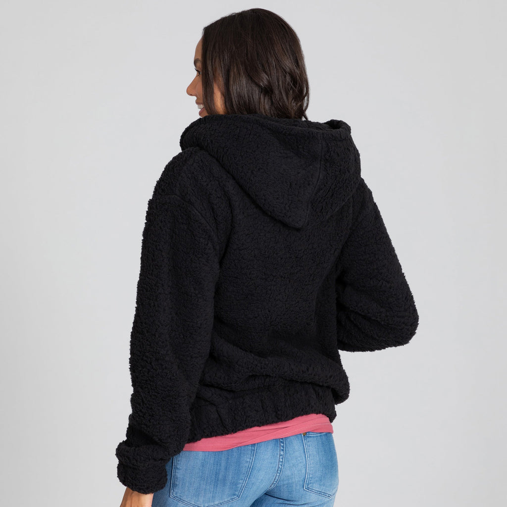 Chaqueta con capucha y cremallera de forro polar Sherpa rosa con lazo