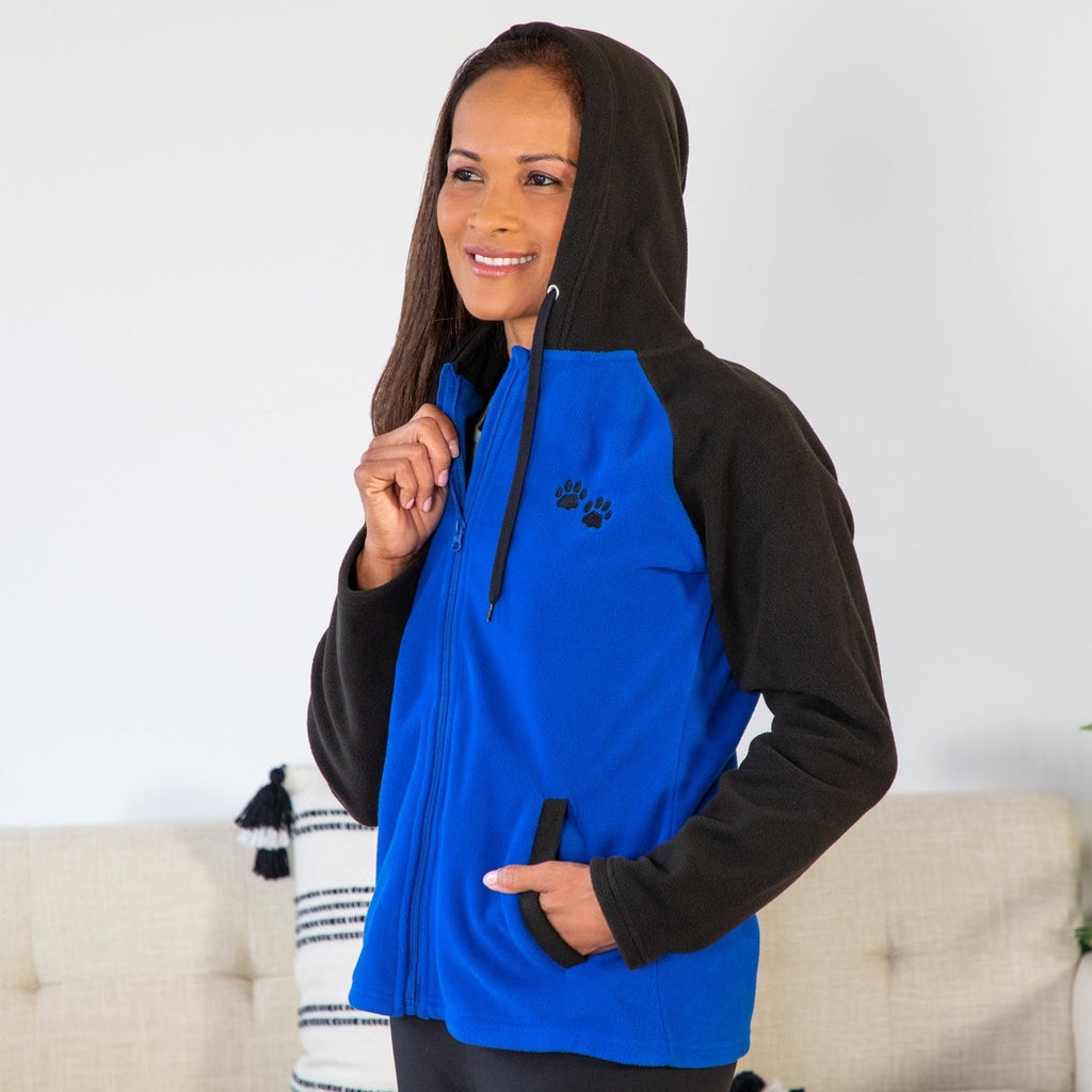 Chaqueta polar raglán con estampado de huella de pata