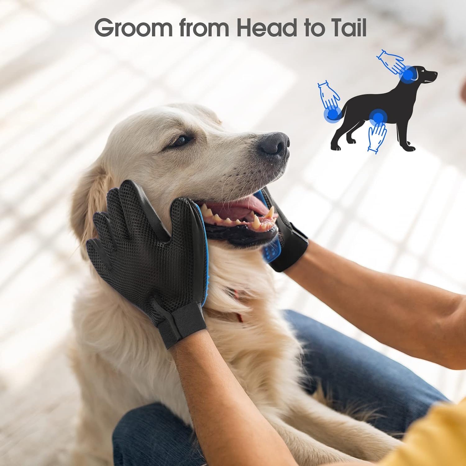 Guante de aseo de silicona para mascotas — Removedor de pelo con 255 puntas