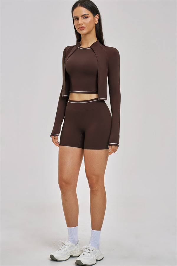 Conjunto de 3 piezas de chaqueta, top corto y pantalón corto Unbound
